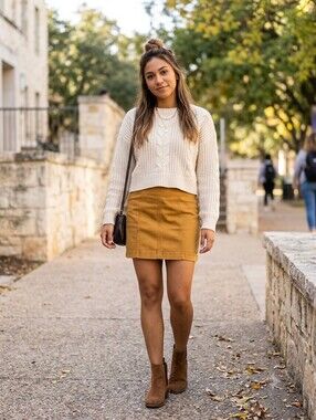 Mudd FLX Stretch Mustard Yellow Denim Mini Skirt Size 0
